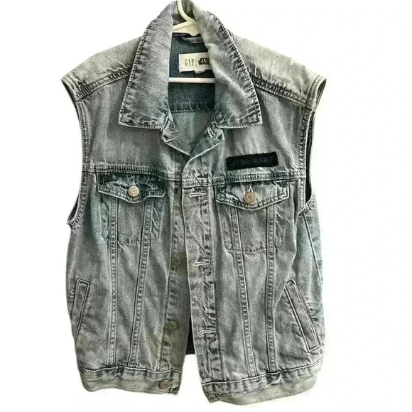GAP X Star Wars Millennium Falcon Embroidered Faded Denim Vest Youth XL - Picture 2 of 9